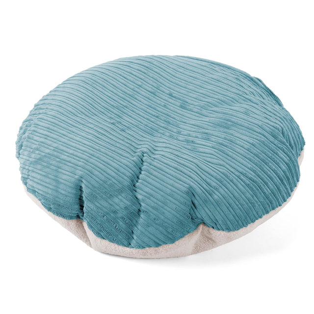Flexforma Runder Sitzsack für Kleinkinder als Bodenkissen 1-3 Jahre - Bouclé & Cord Türkis 01