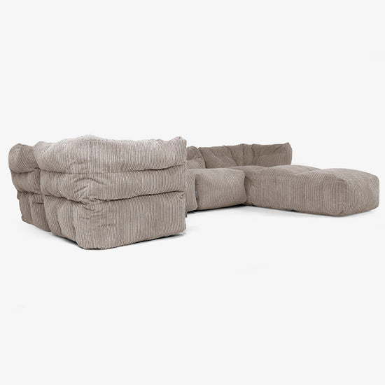 5-Sitzer Modulares Sofa-Set mit Récamiere rechts - Cord Beigegrau 02