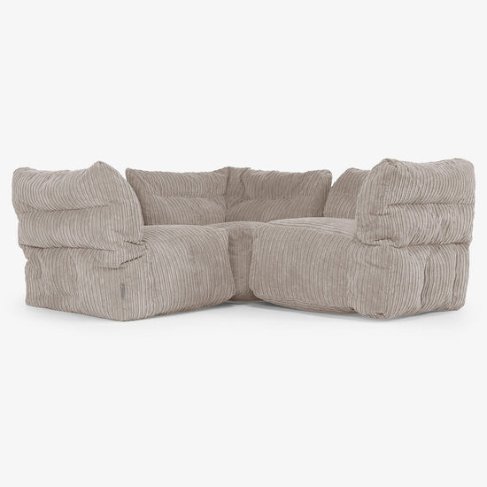 3-Sitzer Modulares Ecksofa-Set - Cord Beigegrau 01