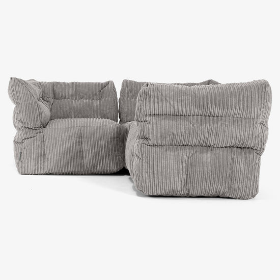 3-Sitzer Modulares Ecksofa-Set - Cord Graphitgrau 02