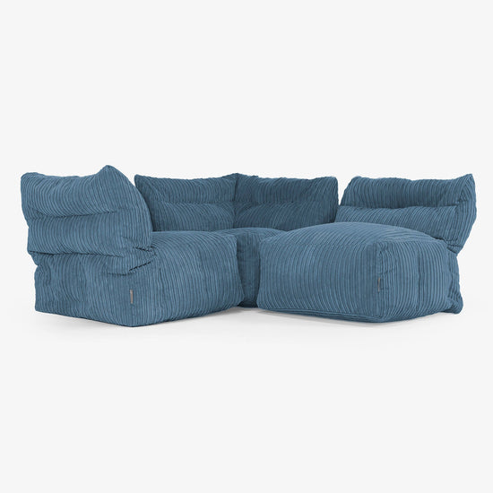3-Sitzer Modulares Sofa-Set - Cord Marineblau 03