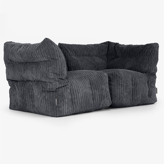 2-Sitzer Modulares Sofa-Set - Cord Schwarz 02