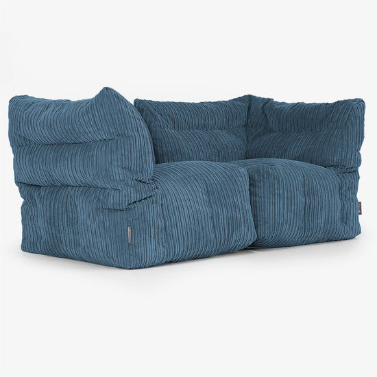 2-Sitzer Modulares Sofa-Set - Cord Marineblau 02