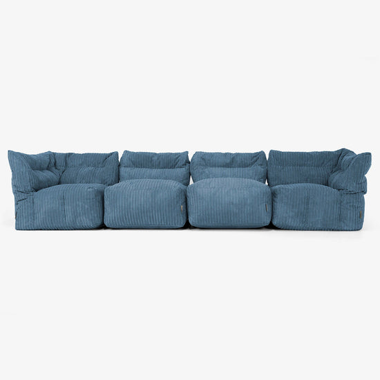 4-Sitzer Modulares Sofa-Set - Cord Marineblau 01