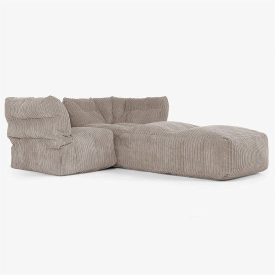 2-Sitzer Modulares Sofa-Set mit Récamiere rechts - Cord Beigegrau 02