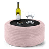Sitzhocker mit Tablett - Cord Rosa 01