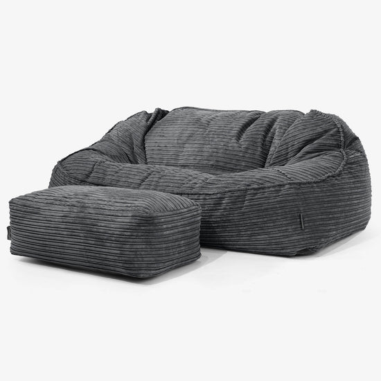 Das Slouchy XXL Sitzsack Sofa - Cord Schwarz 02