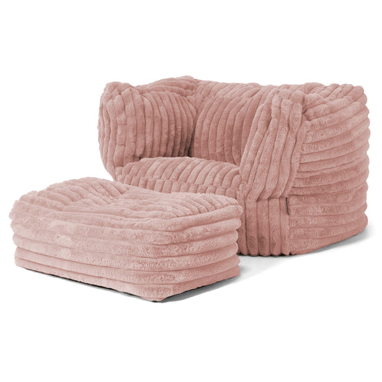 Albert Sitzsack Ohrensessel - Ultra Plüsch Cord Pastellrosa 02