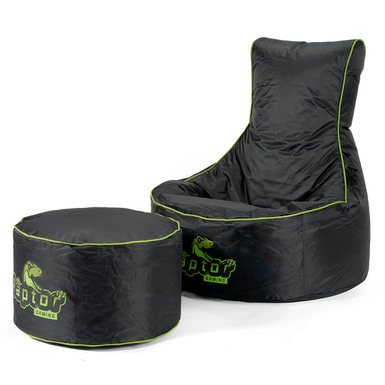 Gaming Sitzsack im Autositz-Stil - Schwarz / Grün 02