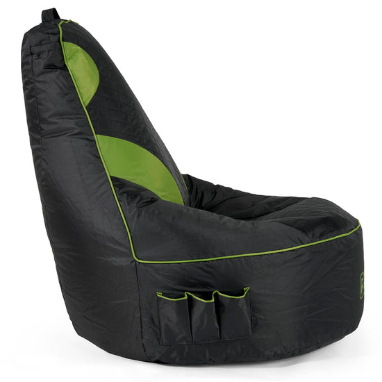 Gesteppter Gaming Sitzsack - Schwarz / Grün 02