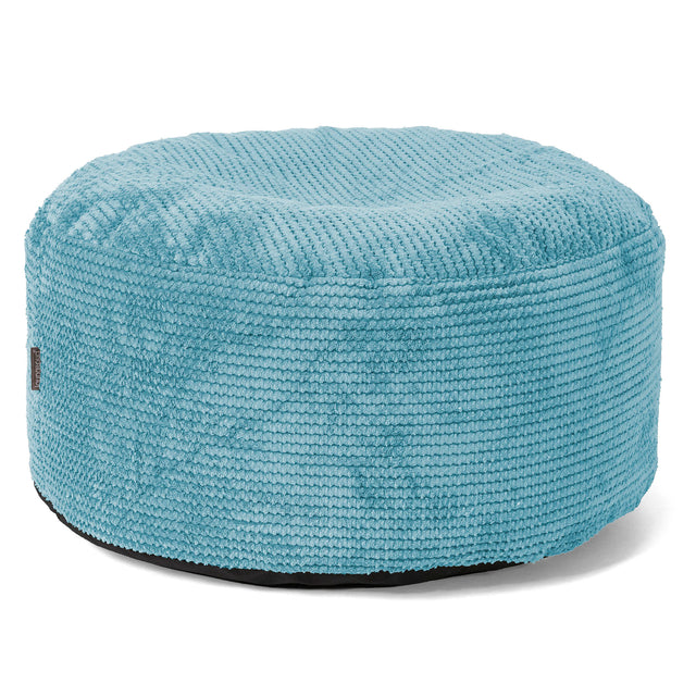 Großer runder Fußhocker - Pom-Pom Türkis 01