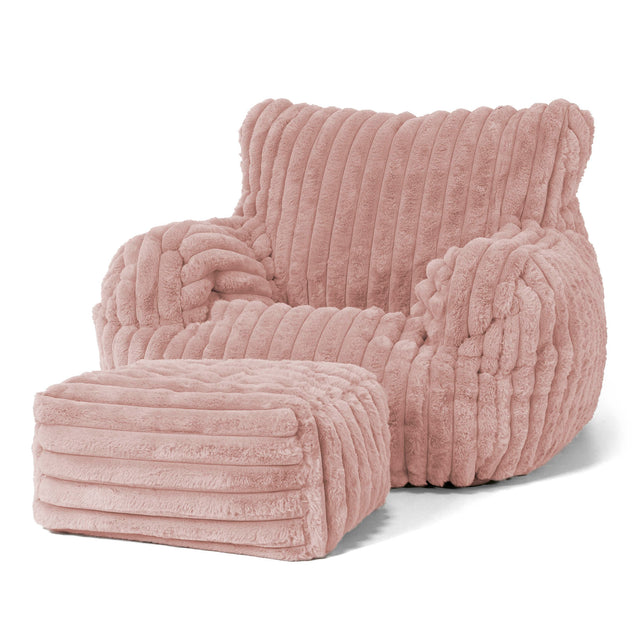 Josephine Sitzsack Ohrensessel - Ultra Plüsch Cord Pastellrosa 02