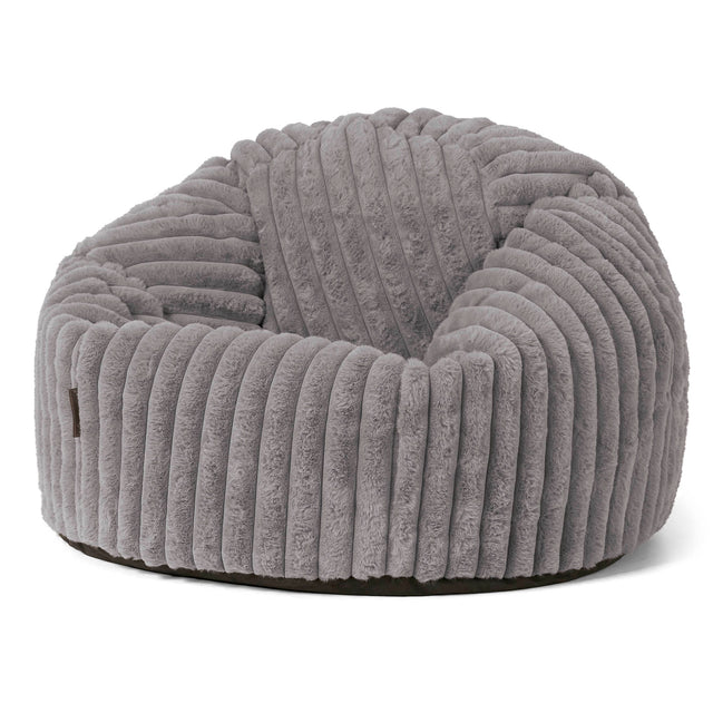 Klassischer Sitzsack Sessel - Ultra Plüsch Cord Grau 01
