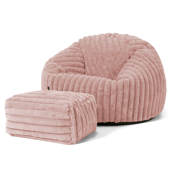 Klassischer Sitzsack Sessel - Ultra Plüsch Cord Pastellrosa 02