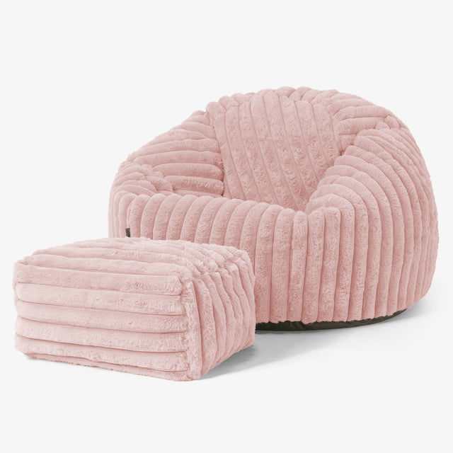 Klassischer Sitzsack Sessel - Ultra Plüsch Cord Pastellrosa 02