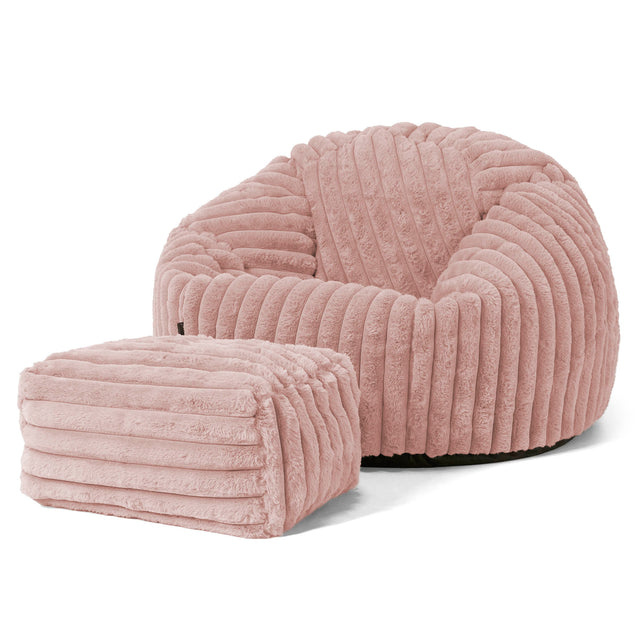 Klassischer Sitzsack Sessel - Ultra Plüsch Cord Pastellrosa 02