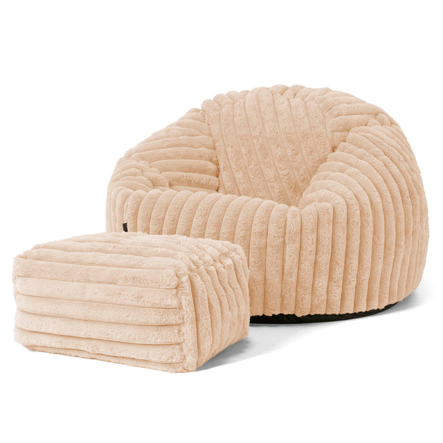 Klassischer Sitzsack Sessel - Ultra Plüsch Cord Pfirsich 02