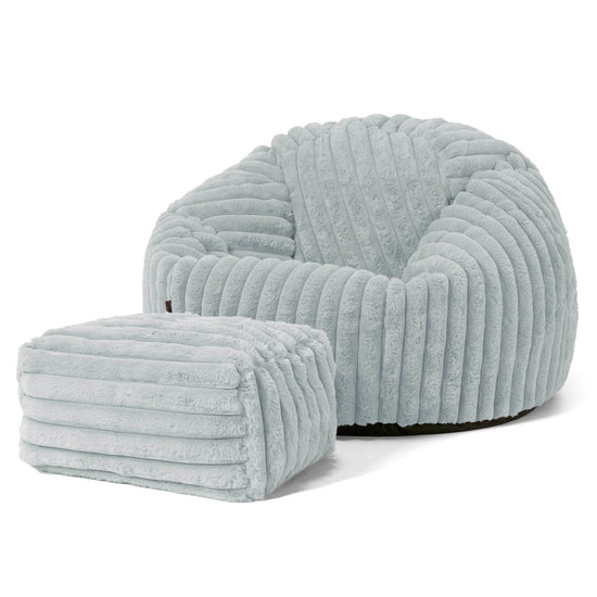 Klassischer Sitzsack Sessel - Ultra Plüsch Cord Taubenblau 02