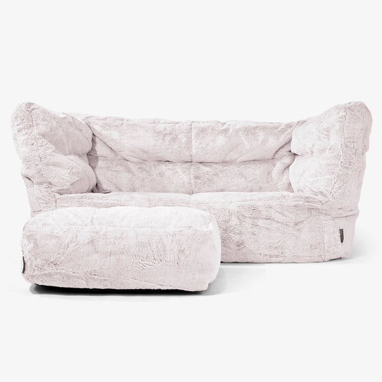 2-Sitzer Albert Sitzsacksofa 2.0 - Kaninchen Kunstfell Pastellrosa 02