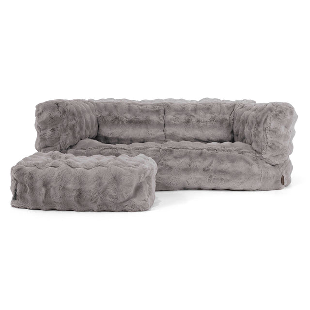 2-Sitzer Albert Sitzsacksofa - Bubble Pelz Grau 02