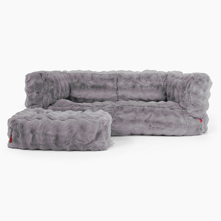 2-Sitzer Albert Sitzsacksofa - Bubble Pelz Grau 02