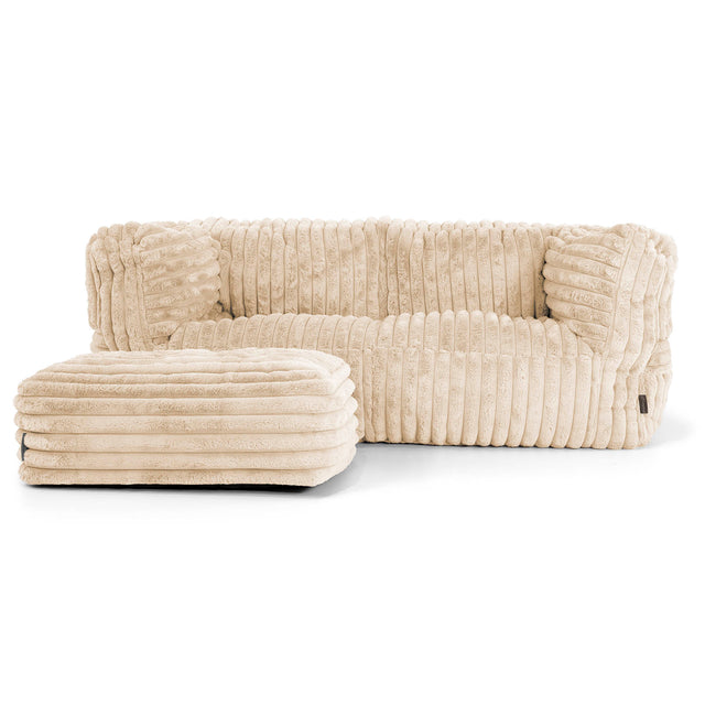 2-Sitzer Albert Sitzsacksofa - Ultra Plüsch Cord Creme 02