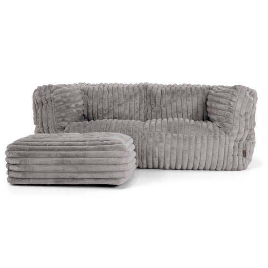 2-Sitzer Albert Sitzsacksofa - Ultra Plüsch Cord Grau 02