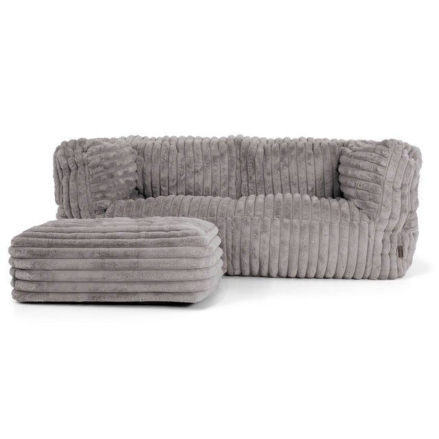 2-Sitzer Albert Sitzsacksofa - Ultra Plüsch Cord Grau 02