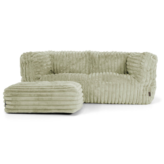 2-Sitzer Albert Sitzsacksofa - Ultra Plüsch Cord Salbeigrün 02