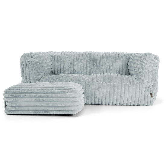 2-Sitzer Albert Sitzsacksofa - Ultra Plüsch Cord Taubenblau 02