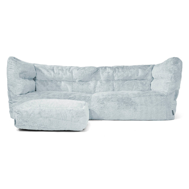 3-Sitzer Louis Sitzsacksofa - Kaninchen Kunstfell Pastellblau