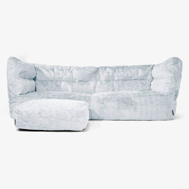 3-Sitzer Albert Sitzsacksofa 2.0 - Kaninchen Kunstfell Pastellblau