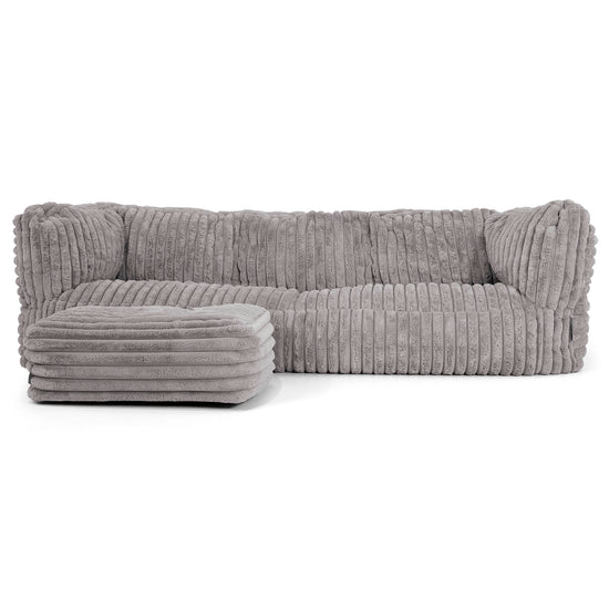 3-Sitzer Albert Sitzsacksofa - Ultra Plüsch Cord Grau 02