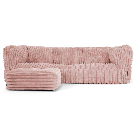 3-Sitzer Albert Sitzsacksofa - Ultra Plüsch Cord Pastellrosa 02