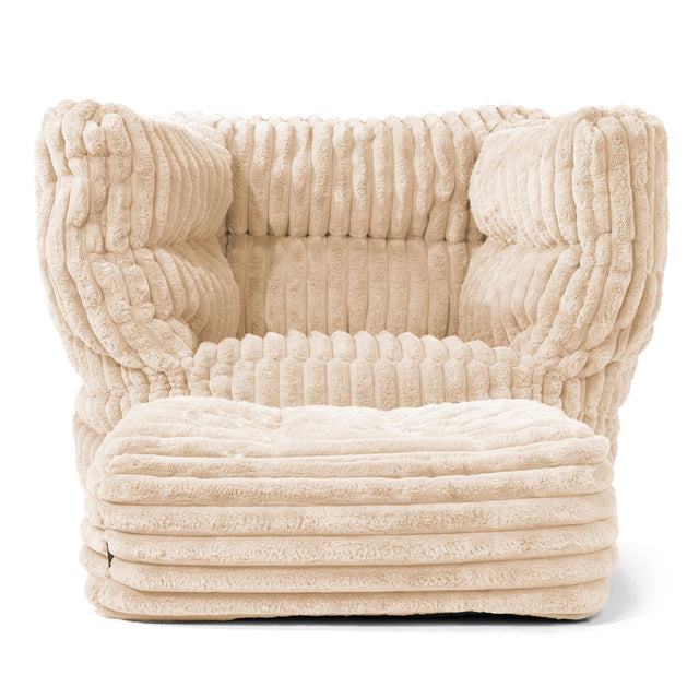 Albert Sitzsack Ohrensessel 2.0 - Ultra Plüsch Cord Creme 02