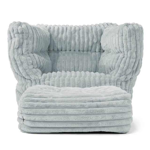 Albert Sitzsack Ohrensessel 2.0 - Ultra Plüsch Cord Taubenblau 02