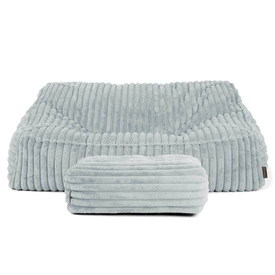 Das Slouchy Sitzsack Sofa - Ultra Plüsch Cord Taubenblau 03