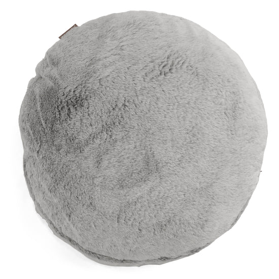 Dekokissen / Sofa Kissenbezug Rund 50cm - Kaninchen Kunstfell Hellgrau 01