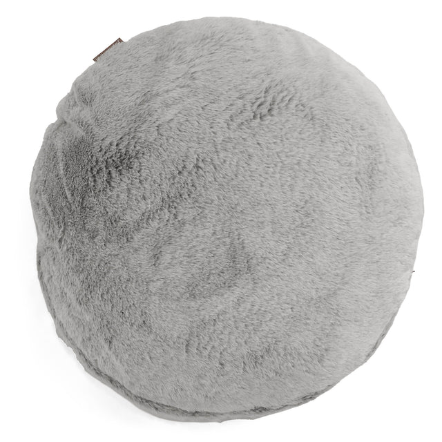 Dekokissen / Sofa Kissenbezug Rund 50cm - Kaninchen Kunstfell Hellgrau 01