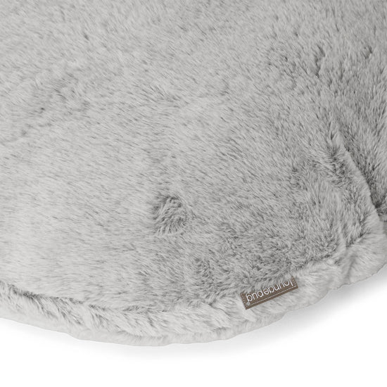 Dekokissen / Sofa Kissenbezug Rund 50cm - Kaninchen Kunstfell Hellgrau 02