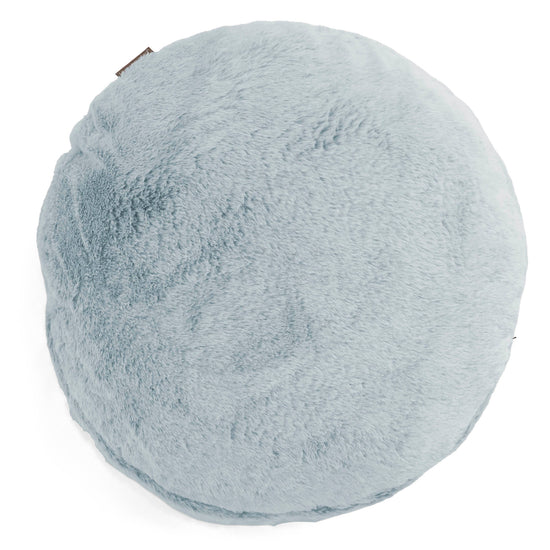 Dekokissen / Sofa Kissenbezug Rund 50cm - Kaninchen Kunstfell Pastellblau 01
