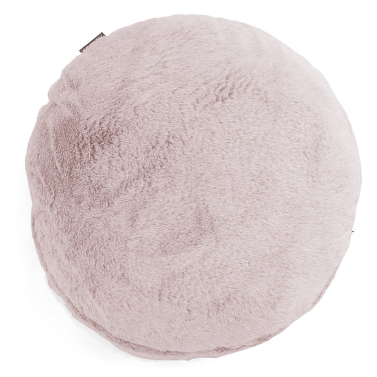 Dekokissen / Sofa Kissenbezug Rund 50cm - Kaninchen Kunstfell Pastellrosa 01