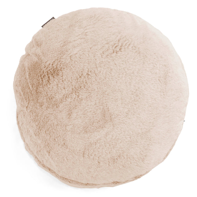 Dekokissen / Sofa Kissenbezug Rund 50cm - Kaninchen Kunstfell Weiß 01