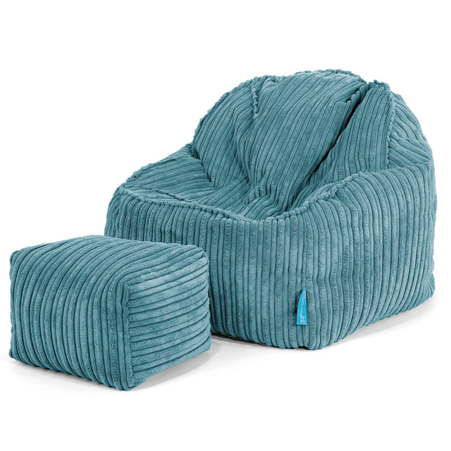Der Slouchy Kinder Sitzsack 2-6 Jahre - Cord Türkis_03