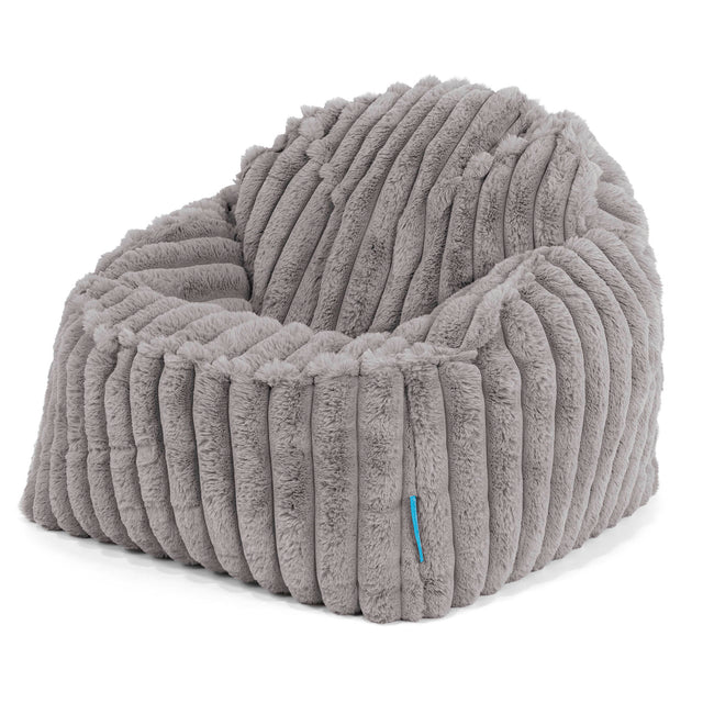 Der Slouchy Kinder Sitzsack 2-6 Jahre - Ultra Plüsch Cord Grau 01