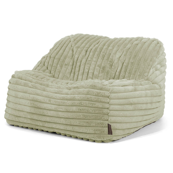 Der Slouchy Sitzsack Sessel - Ultra Plüsch Cord Salbeigrün 01
