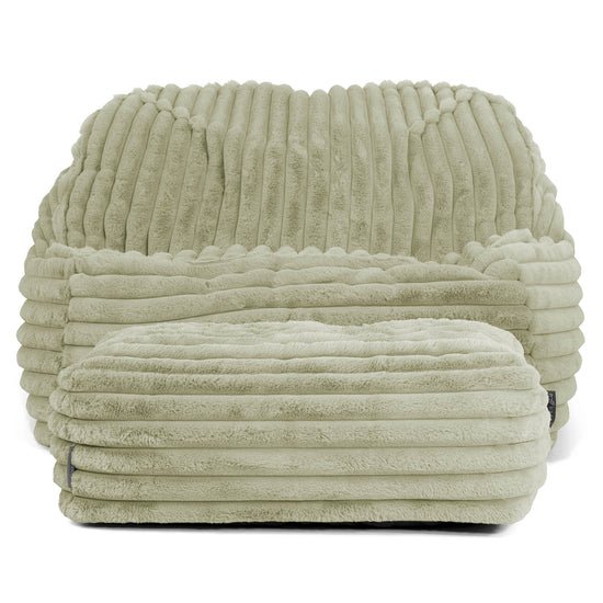 Der Slouchy Sitzsack Sessel - Ultra Plüsch Cord Salbeigrün 03