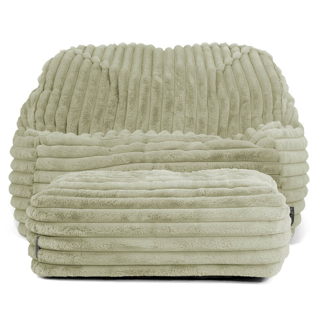 Der Slouchy Sitzsack Sessel - Ultra Plüsch Cord Salbeigrün 03