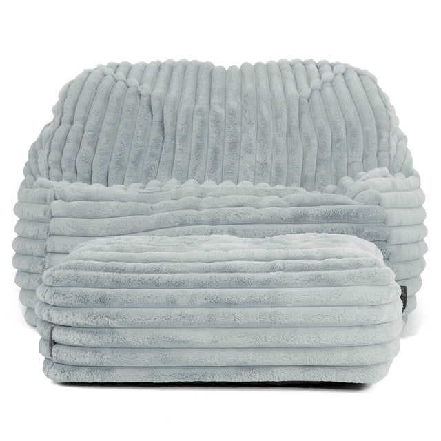 Der Slouchy Sitzsack Sessel - Ultra Plüsch Cord Taubenblau 03