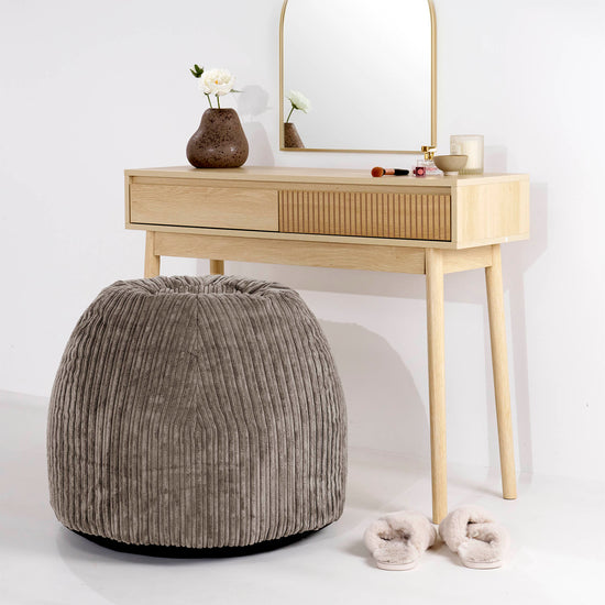 Schminktisch-Pouf-Hocker - Cord Beigegrau 02